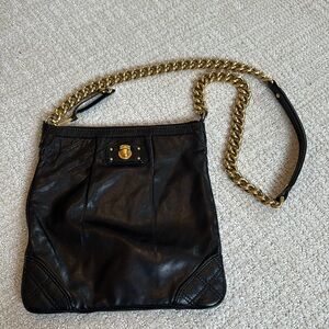 MARC JACOBS Black Leather/Gold Chain Leather Crossbody Bag